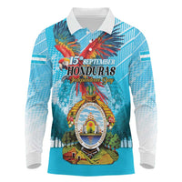 Personalized Honduras Independence Day 1821 Long Sleeve Polo Shirt Libre Soberana e Independiente - Wonder Print Shop