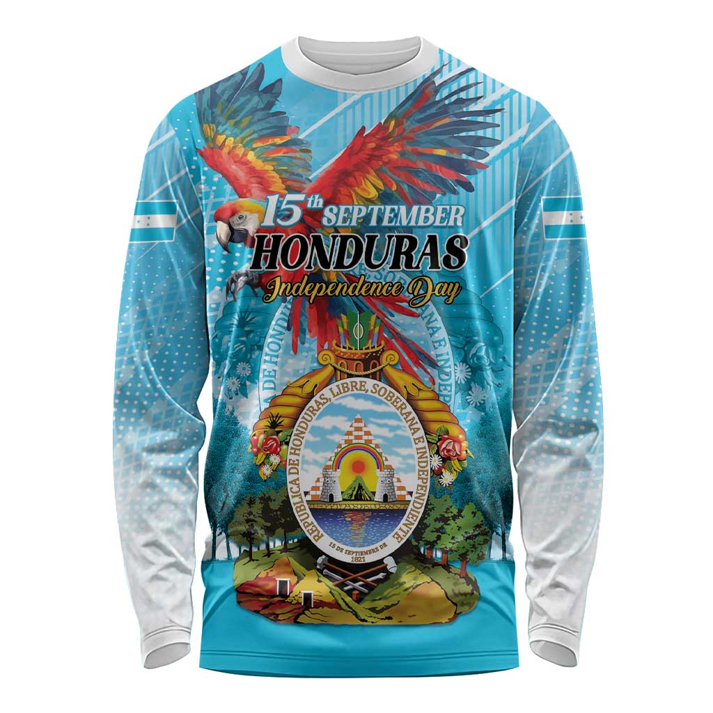 Personalized Honduras Independence Day 1821 Long Sleeve Shirt Libre Soberana e Independiente - Wonder Print Shop