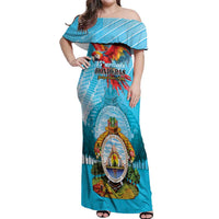 Personalized Honduras Independence Day 1821 Off Shoulder Maxi Dress Libre Soberana e Independiente - Wonder Print Shop