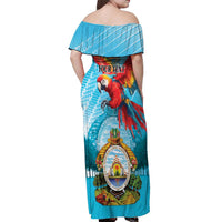 Personalized Honduras Independence Day 1821 Off Shoulder Maxi Dress Libre Soberana e Independiente - Wonder Print Shop