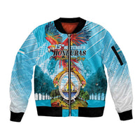 Personalized Honduras Independence Day 1821 Sleeve Zip Bomber Jacket Libre Soberana e Independiente - Wonder Print Shop