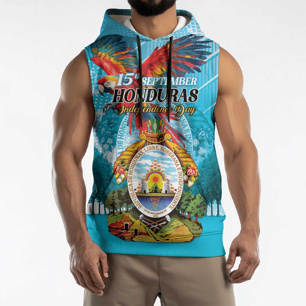 Personalized Honduras Independence Day 1821 Sleeveless Hoodie Libre Soberana e Independiente - Wonder Print Shop