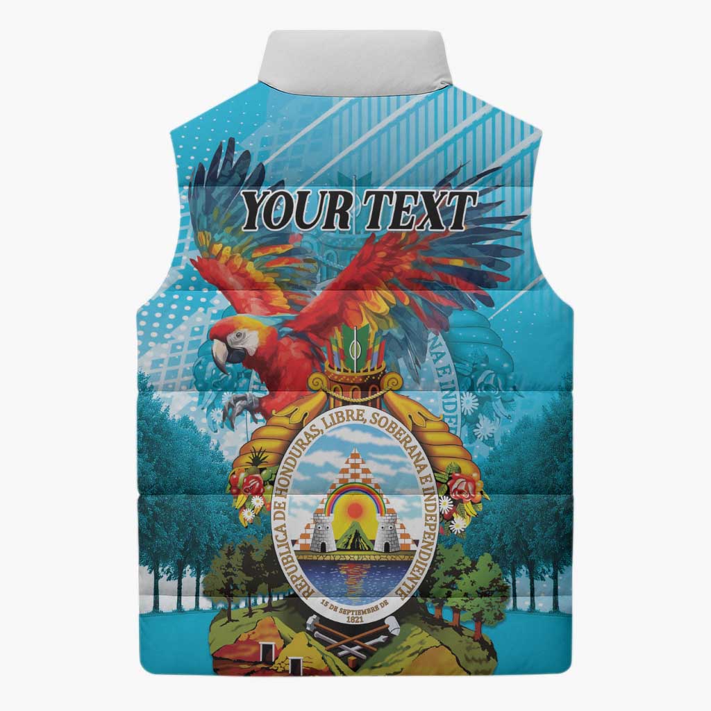 Personalized Honduras Independence Day 1821 Sleeveless Puffer Jacket Libre Soberana e Independiente - Wonder Print Shop