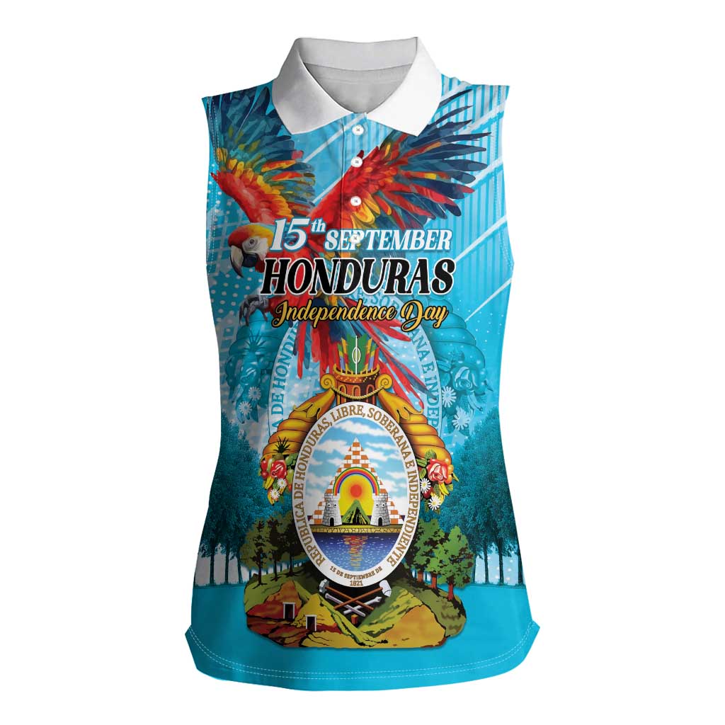Personalized Honduras Independence Day 1821 Women Sleeveless Polo Shirt Libre Soberana e Independiente - Wonder Print Shop