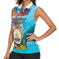 Personalized Honduras Independence Day 1821 Women Sleeveless Polo Shirt Libre Soberana e Independiente - Wonder Print Shop