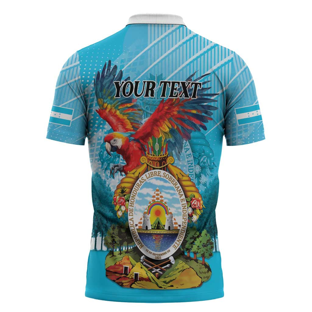 Personalized Honduras Independence Day 1821 Zipper Polo Shirt Libre Soberana e Independiente - Wonder Print Shop