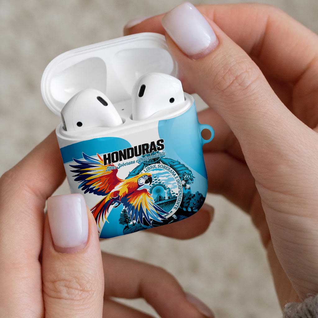 Honduras 1821 AirPods Case Scarlet Macaw Sky Blue Color - Wonder Print Shop