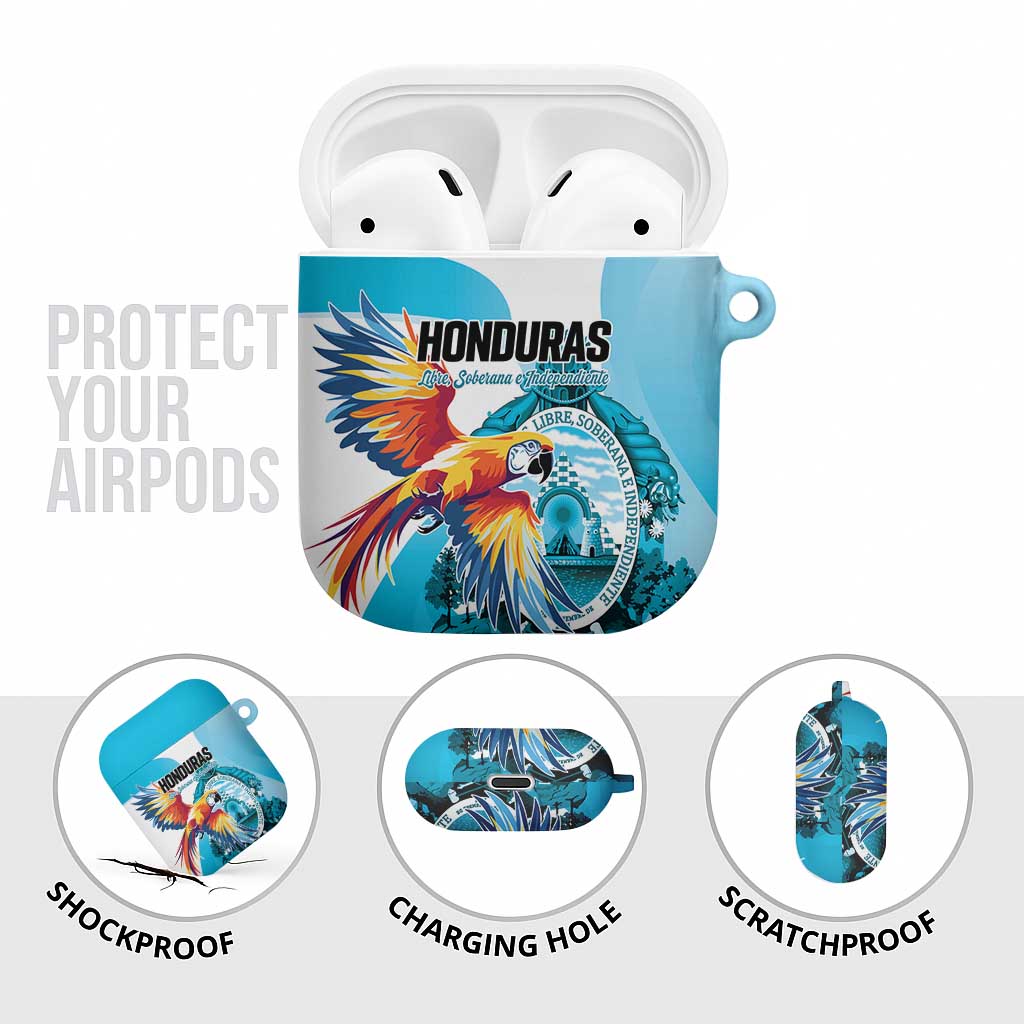 Honduras 1821 AirPods Case Scarlet Macaw Sky Blue Color - Wonder Print Shop