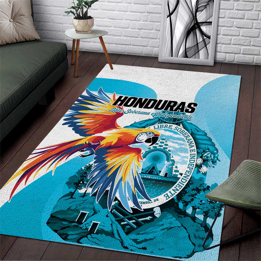 Honduras 1821 Area Rug Scarlet Macaw Sky Blue Color - Wonder Print Shop
