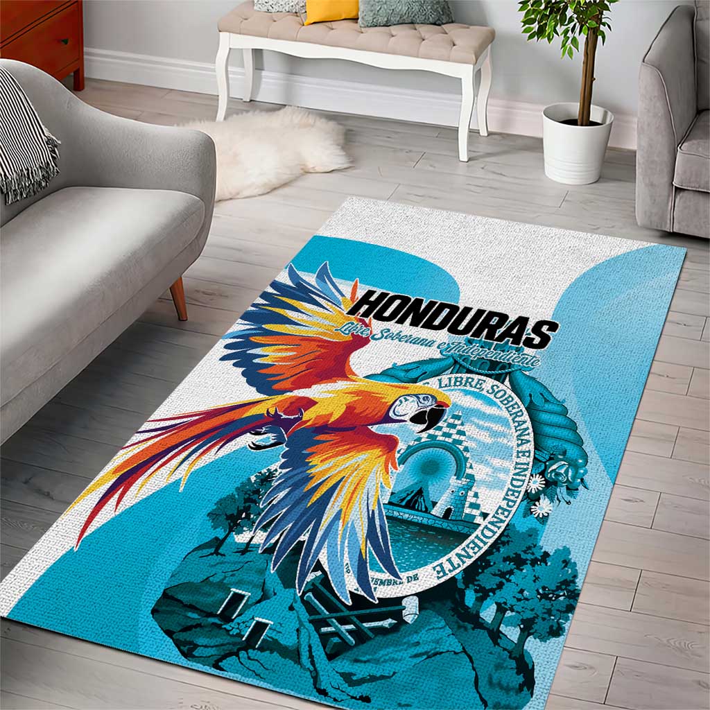 Honduras 1821 Area Rug Scarlet Macaw Sky Blue Color - Wonder Print Shop
