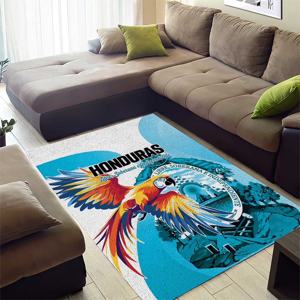 Honduras 1821 Area Rug Scarlet Macaw Sky Blue Color - Wonder Print Shop