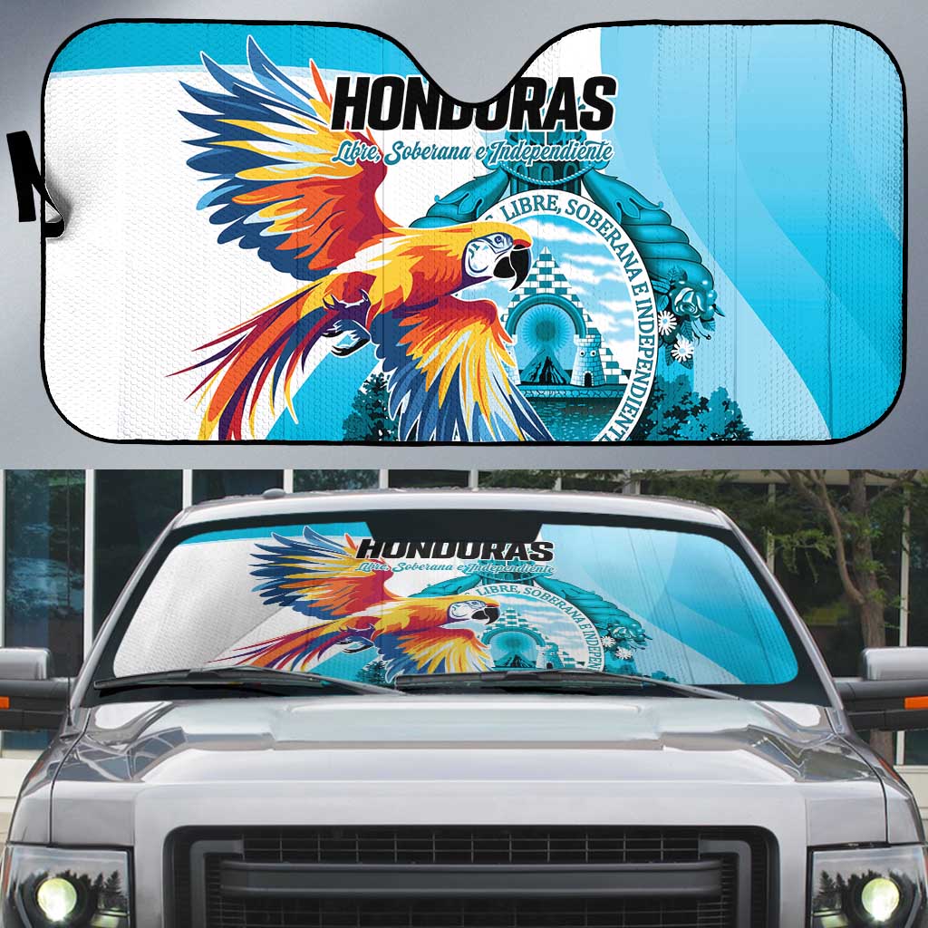 Honduras 1821 Auto Sun Shade Scarlet Macaw Sky Blue Color - Wonder Print Shop