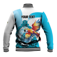 Personalized Honduras 1821 Baseball Jacket Scarlet Macaw Sky Blue Color - Wonder Print Shop