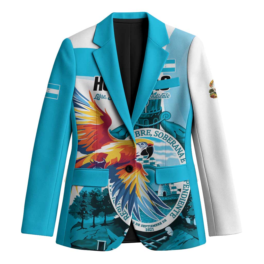 Personalized Honduras 1821 Blazer Scarlet Macaw Sky Blue Color - Wonder Print Shop
