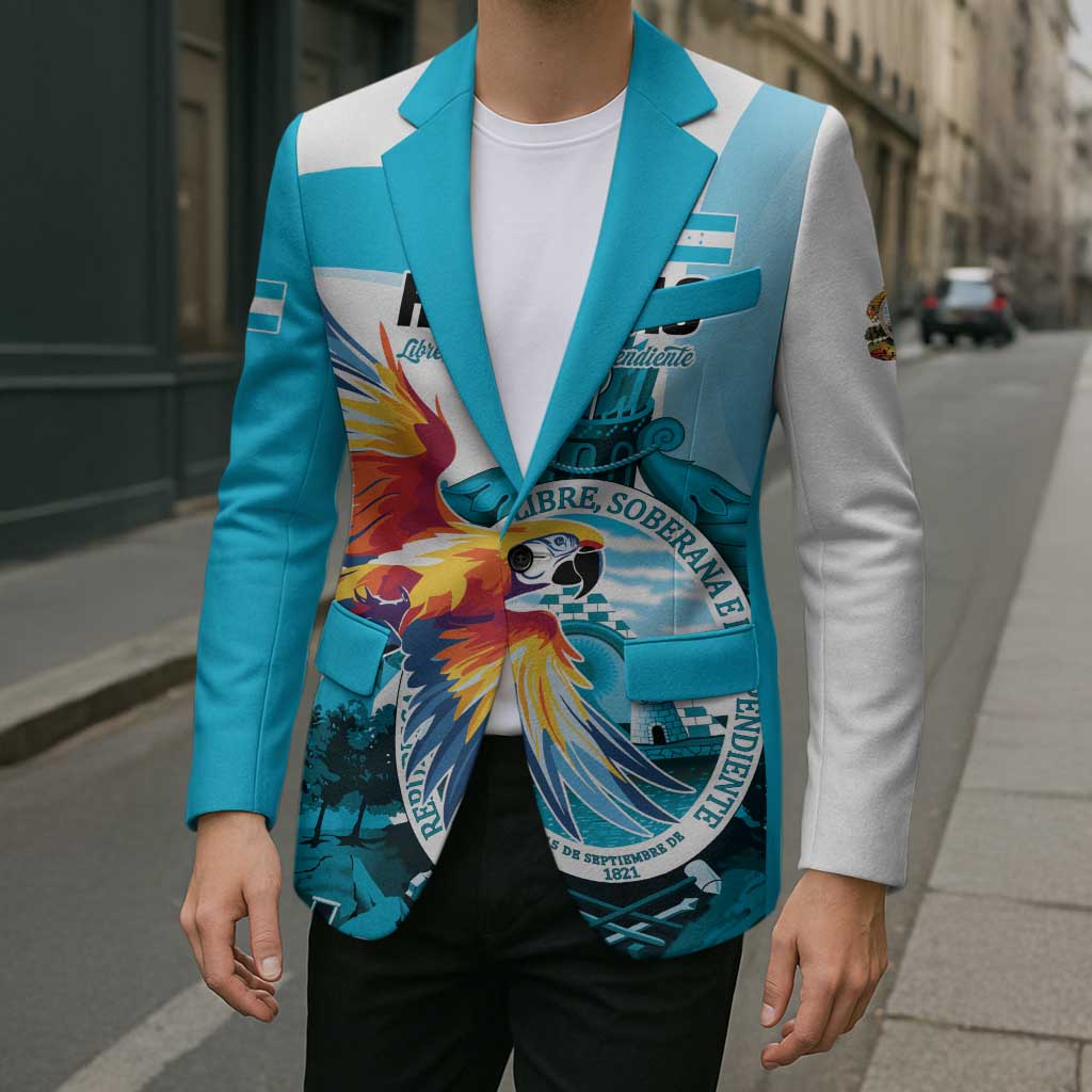 Personalized Honduras 1821 Blazer Scarlet Macaw Sky Blue Color - Wonder Print Shop