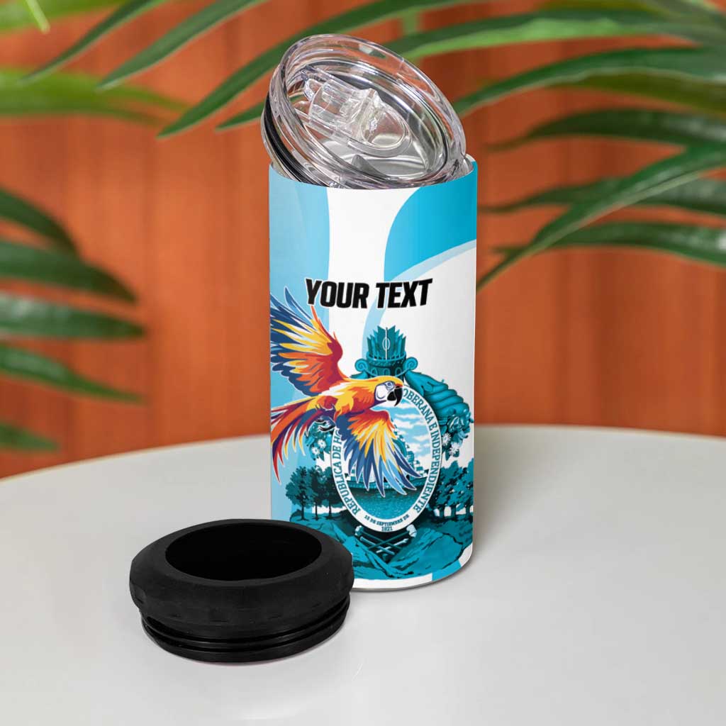 Personalized Honduras 1821 4 in 1 Can Cooler Tumbler Scarlet Macaw Sky Blue Color - Wonder Print Shop