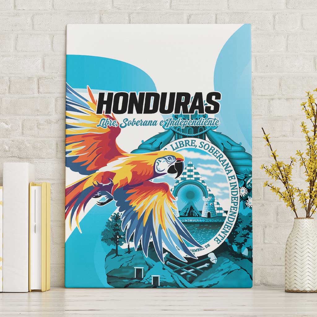 Honduras 1821 Canvas Wall Art Scarlet Macaw Sky Blue Color - Wonder Print Shop