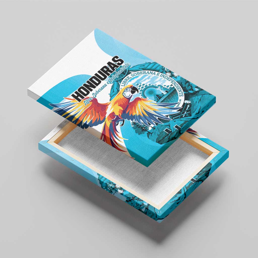 Honduras 1821 Canvas Wall Art Scarlet Macaw Sky Blue Color - Wonder Print Shop