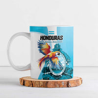 Personalized Honduras 1821 Ceramic Mug Scarlet Macaw Sky Blue Color - Wonder Print Shop