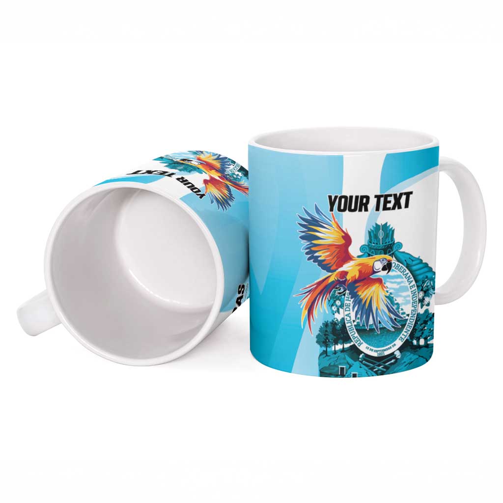Personalized Honduras 1821 Ceramic Mug Scarlet Macaw Sky Blue Color - Wonder Print Shop