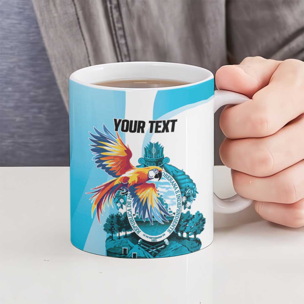 Personalized Honduras 1821 Ceramic Mug Scarlet Macaw Sky Blue Color - Wonder Print Shop