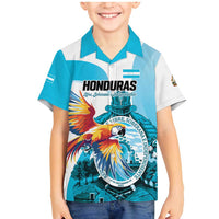 Personalized Honduras 1821 Family Matching Mermaid Dress and Hawaiian Shirt Scarlet Macaw Sky Blue Color - Wonder Print Shop