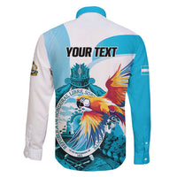 Personalized Honduras 1821 Family Matching Short Sleeve Bodycon Dress and Hawaiian Shirt Scarlet Macaw Sky Blue Color - Wonder Print Shop