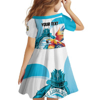 Personalized Honduras 1821 Family Matching Summer Maxi Dress and Hawaiian Shirt Scarlet Macaw Sky Blue Color - Wonder Print Shop