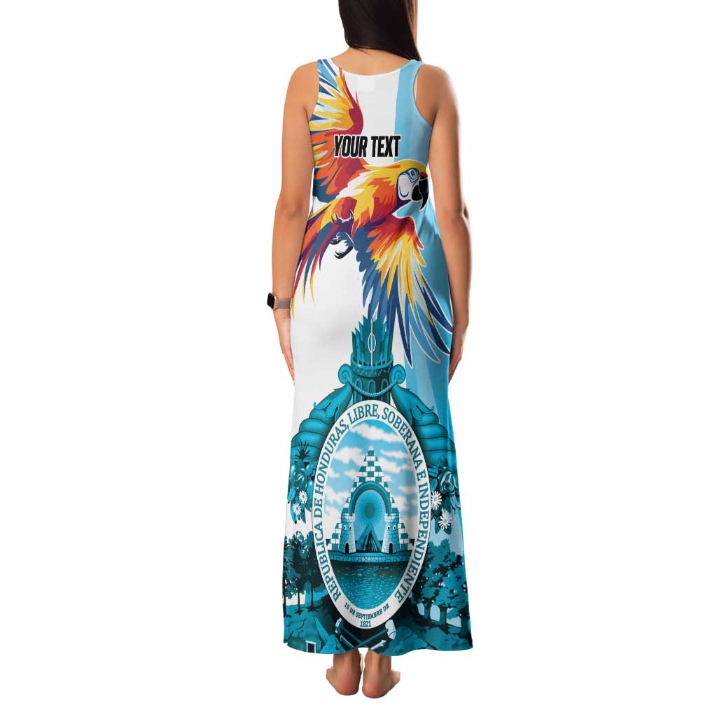 Personalized Honduras 1821 Family Matching Tank Maxi Dress and Hawaiian Shirt Scarlet Macaw Sky Blue Color - Wonder Print Shop