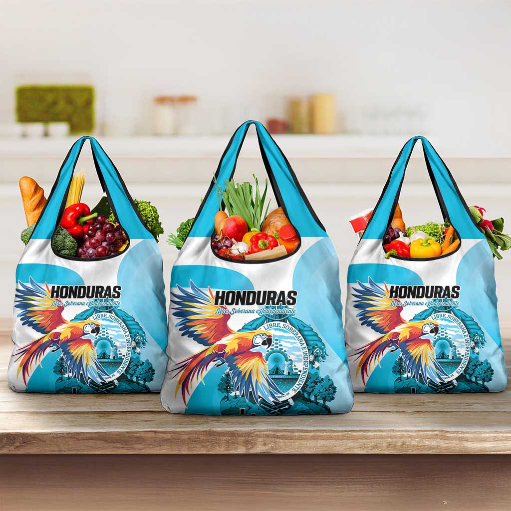 Honduras 1821 Grocery Bag Scarlet Macaw Sky Blue Color - Wonder Print Shop