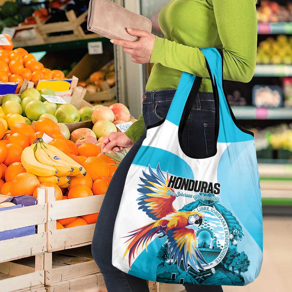 Honduras 1821 Grocery Bag Scarlet Macaw Sky Blue Color - Wonder Print Shop