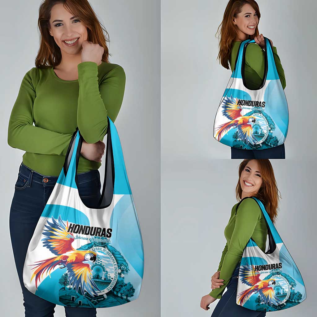 Honduras 1821 Grocery Bag Scarlet Macaw Sky Blue Color - Wonder Print Shop