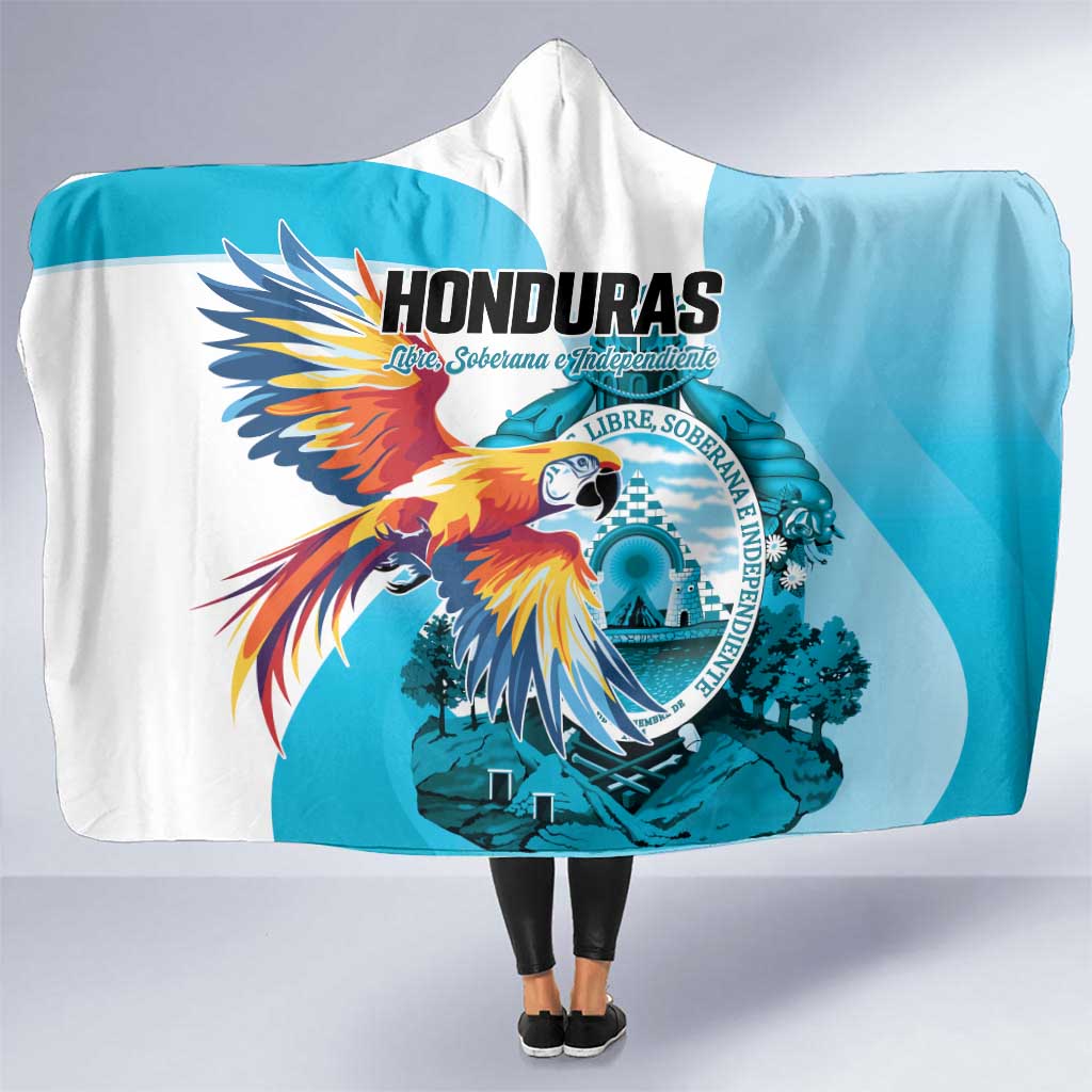 Honduras 1821 Hooded Blanket Scarlet Macaw Sky Blue Color - Wonder Print Shop
