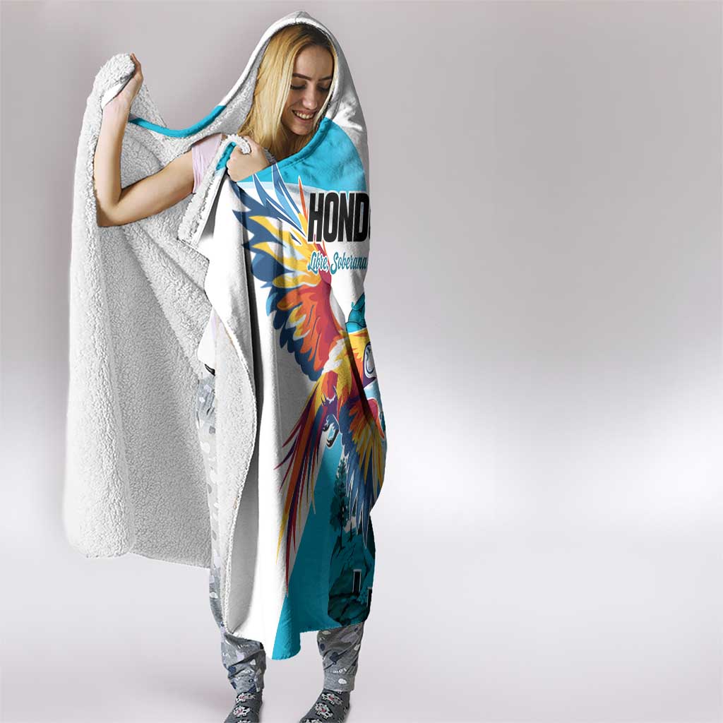 Honduras 1821 Hooded Blanket Scarlet Macaw Sky Blue Color - Wonder Print Shop