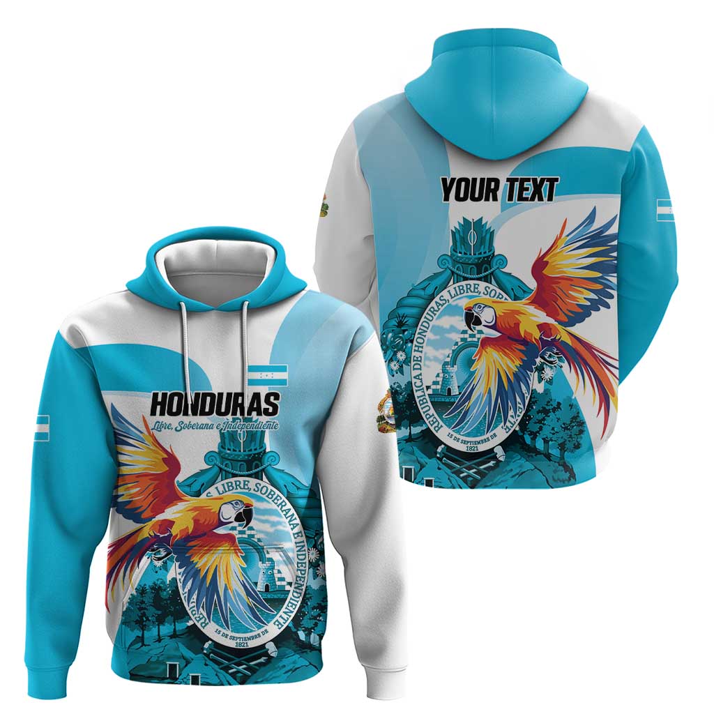 Personalized Honduras 1821 Hoodie Scarlet Macaw Sky Blue Color - Wonder Print Shop