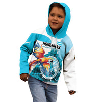 Personalized Honduras 1821 Kid Hoodie Scarlet Macaw Sky Blue Color - Wonder Print Shop