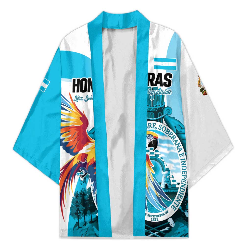 Personalized Honduras 1821 Kimono Scarlet Macaw Sky Blue Color - Wonder Print Shop