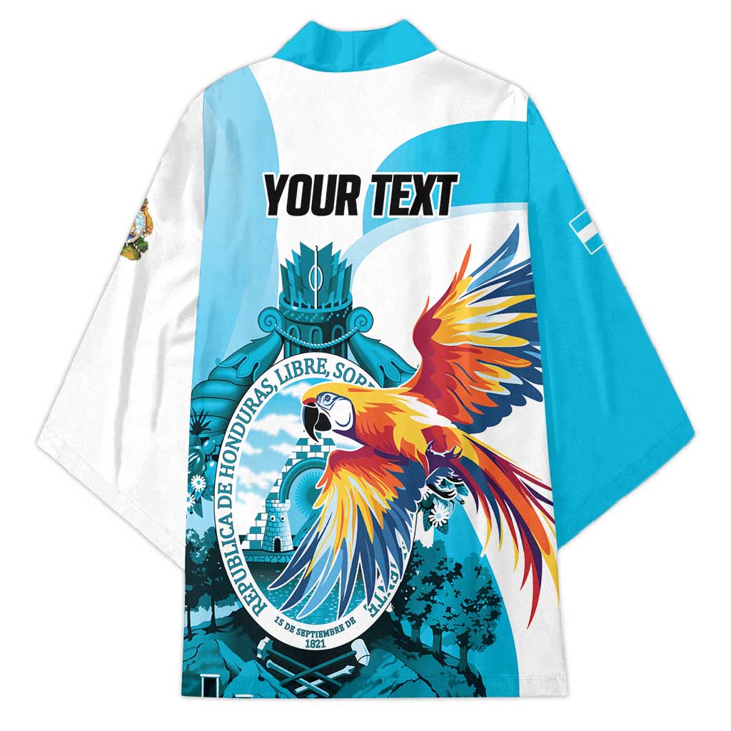 Personalized Honduras 1821 Kimono Scarlet Macaw Sky Blue Color - Wonder Print Shop