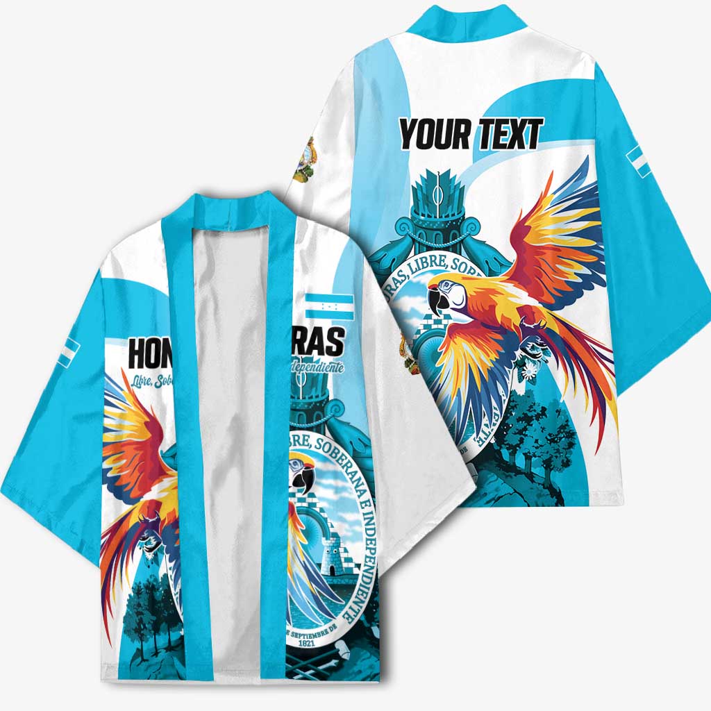 Personalized Honduras 1821 Kimono Scarlet Macaw Sky Blue Color - Wonder Print Shop