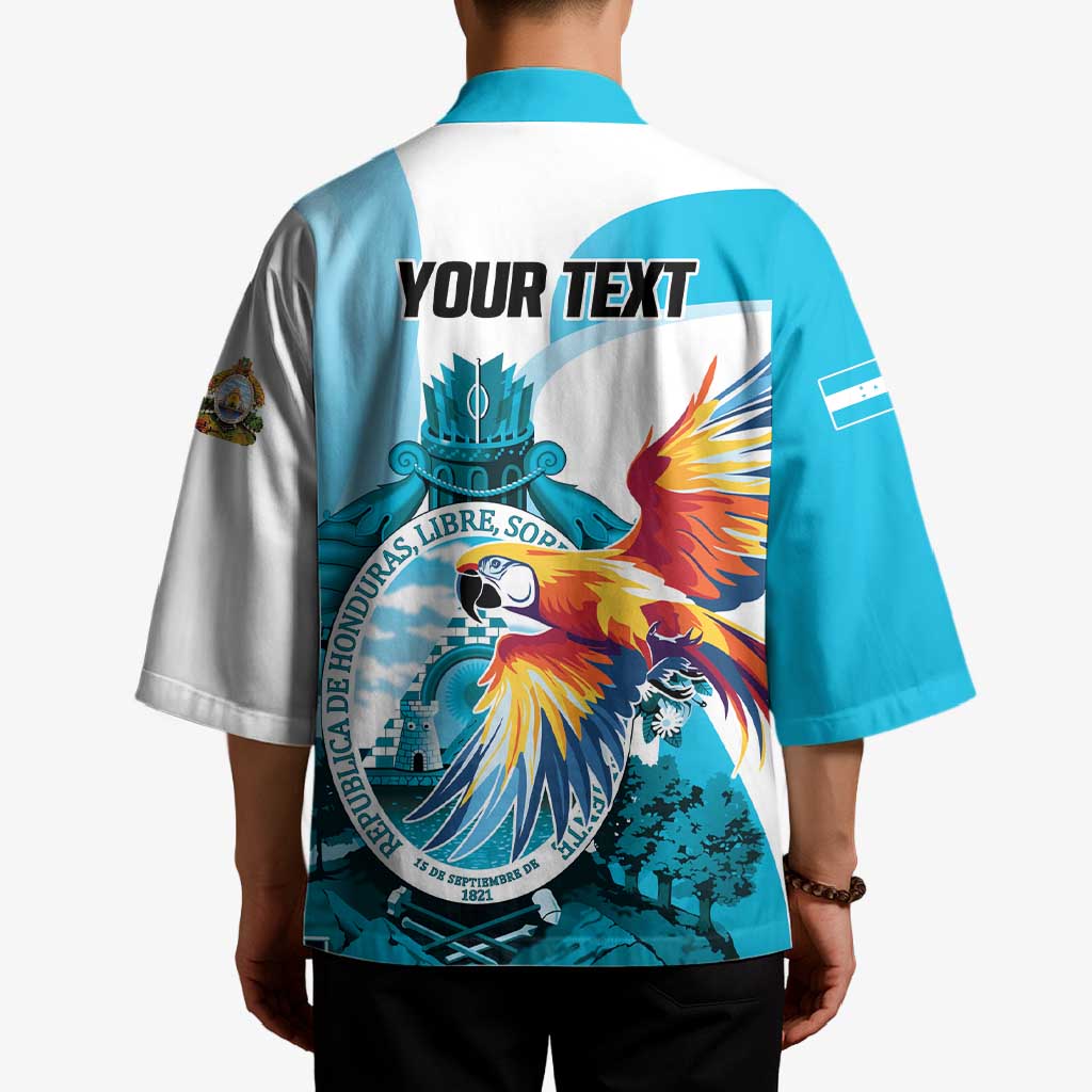 Personalized Honduras 1821 Kimono Scarlet Macaw Sky Blue Color - Wonder Print Shop