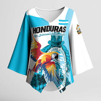 Personalized Honduras 1821 Kimono Sleeve Blouse Scarlet Macaw Sky Blue Color - Wonder Print Shop