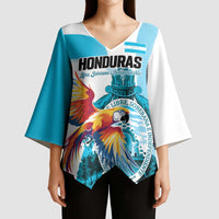 Personalized Honduras 1821 Kimono Sleeve Blouse Scarlet Macaw Sky Blue Color - Wonder Print Shop