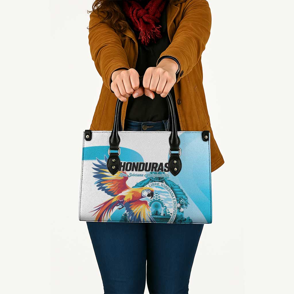 Honduras 1821 Leather Bag Scarlet Macaw Sky Blue Color - Wonder Print Shop