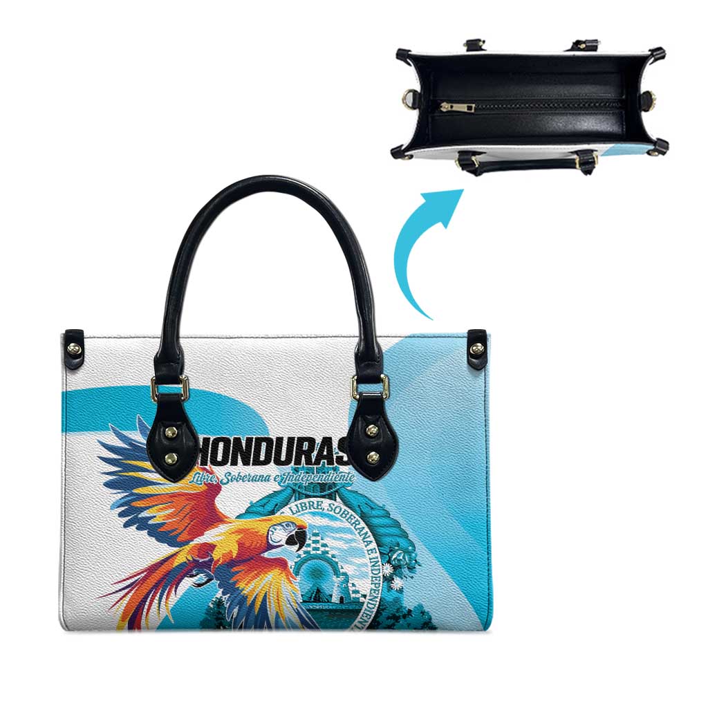 Honduras 1821 Leather Bag Scarlet Macaw Sky Blue Color - Wonder Print Shop