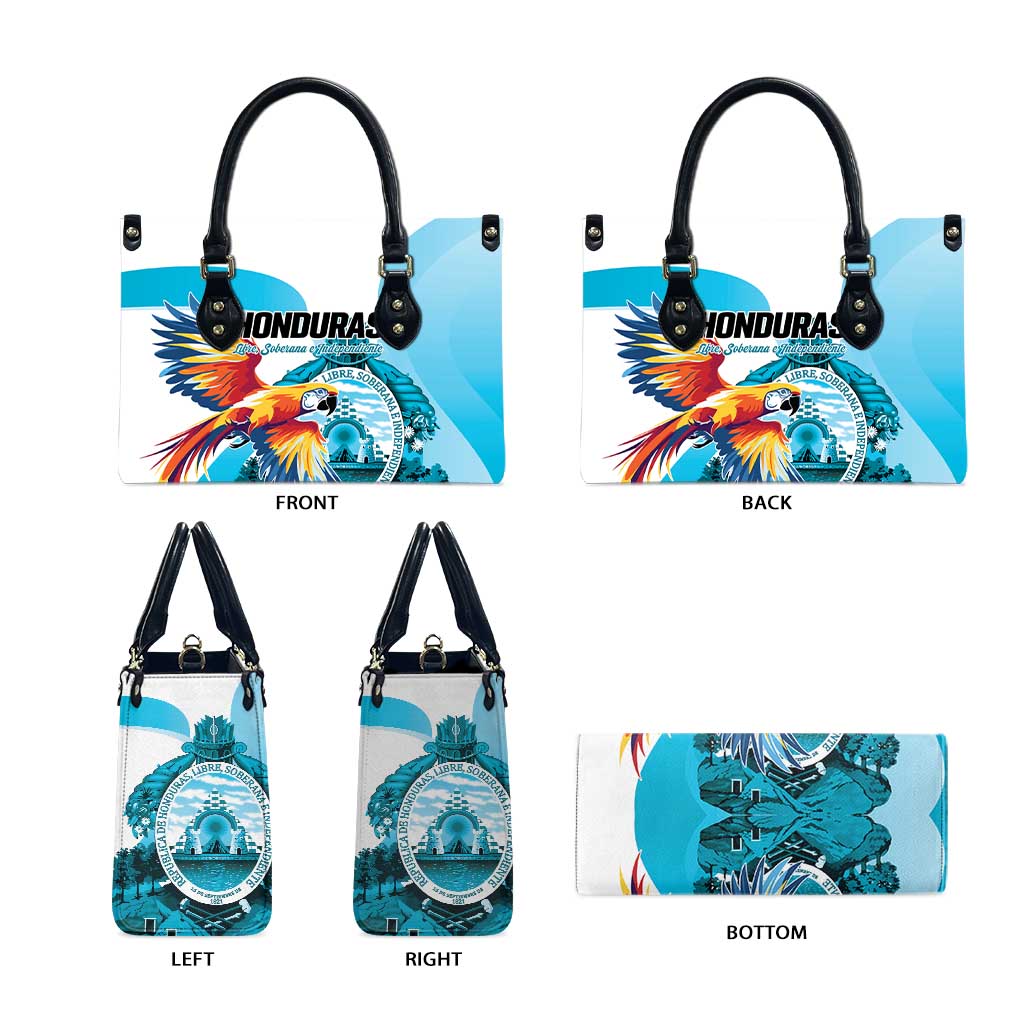 Honduras 1821 Leather Bag Scarlet Macaw Sky Blue Color - Wonder Print Shop