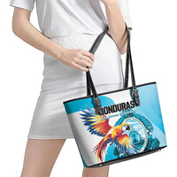Honduras 1821 Leather Tote Bag Scarlet Macaw Sky Blue Color - Wonder Print Shop