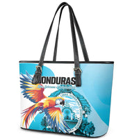 Honduras 1821 Leather Tote Bag Scarlet Macaw Sky Blue Color - Wonder Print Shop