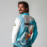 Personalized Honduras 1821 Long Sleeve Polo Shirt Scarlet Macaw Sky Blue Color - Wonder Print Shop