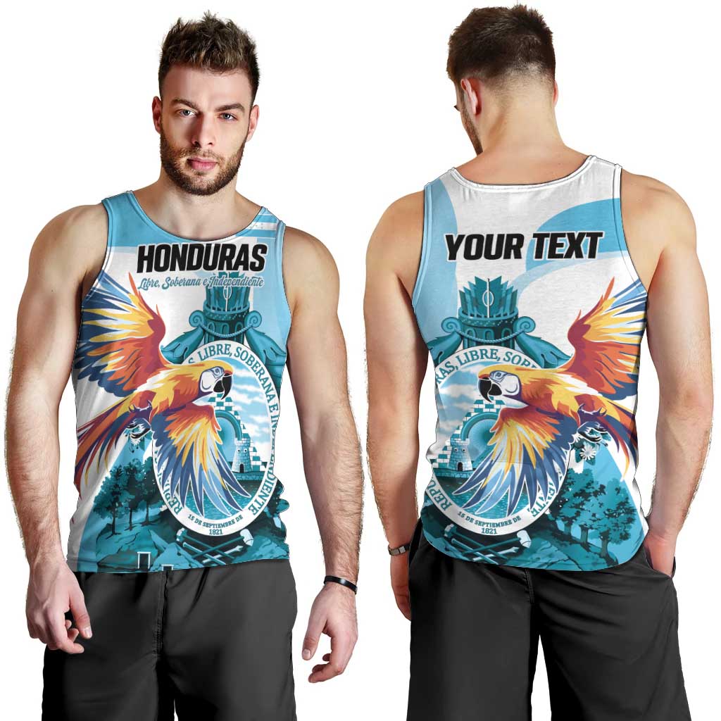Personalized Honduras 1821 Men Tank Top Scarlet Macaw Sky Blue Color - Wonder Print Shop