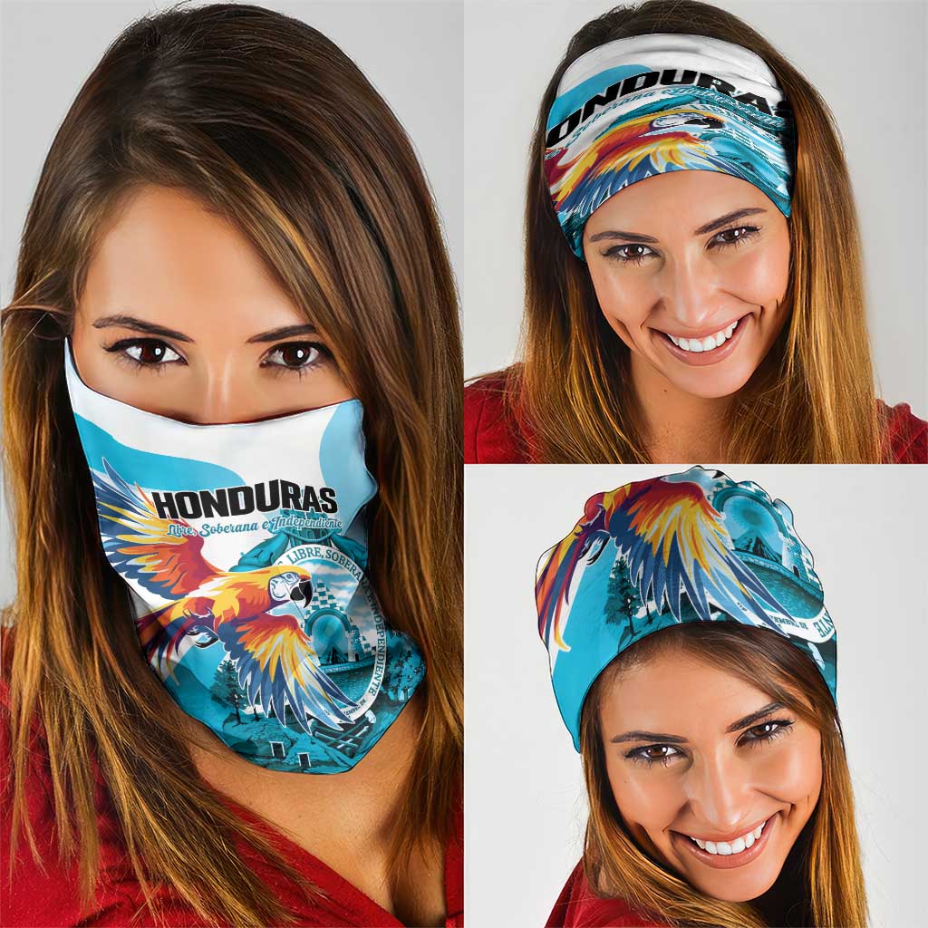 Honduras 1821 Neck Gaiter Scarlet Macaw Sky Blue Color - Wonder Print Shop